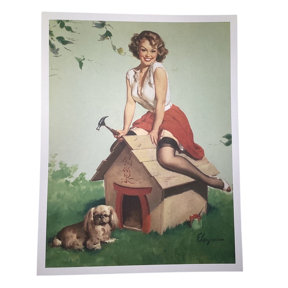 Gil Elvgren Pin-Up Art Print Well Built R-R-Roof! 1961 Taschen 10x13 Pekingese